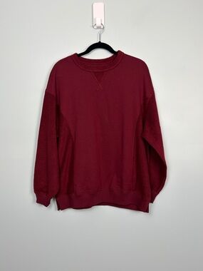 Aerie Down to Earth Women’s Small Burgundy Crewneck Sweatshirt Oversized Cozy
